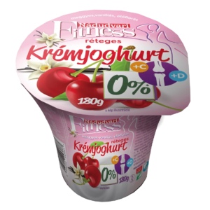 Nádudvari Fitness élőflórás, réteges krémjoghurt meggyes-vanilias 180 g